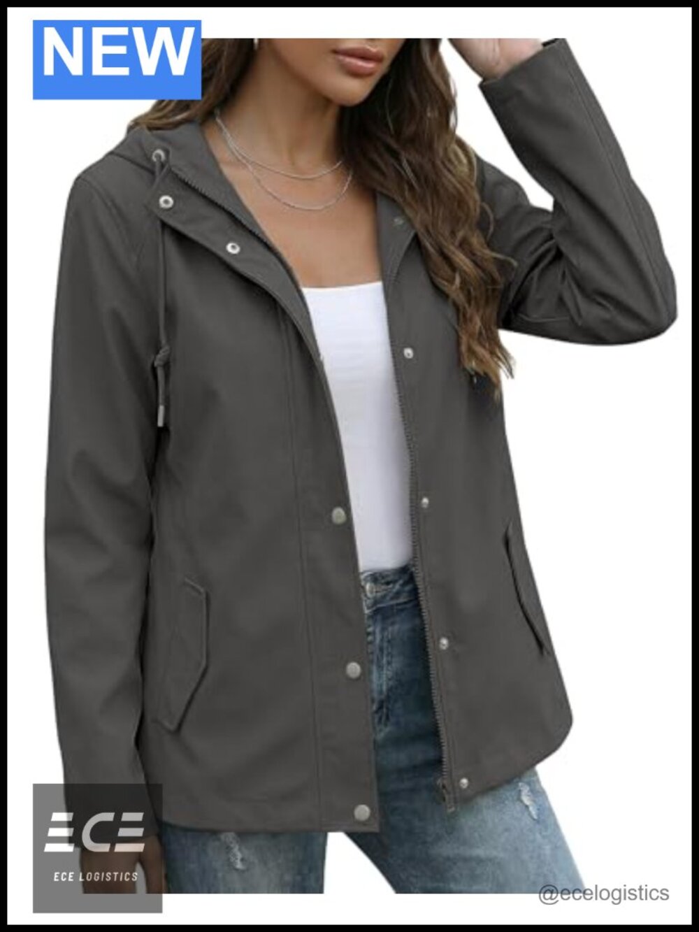 Waterproof Lightweight Rain Jacket Windbreaker Adjustable Hood Women's